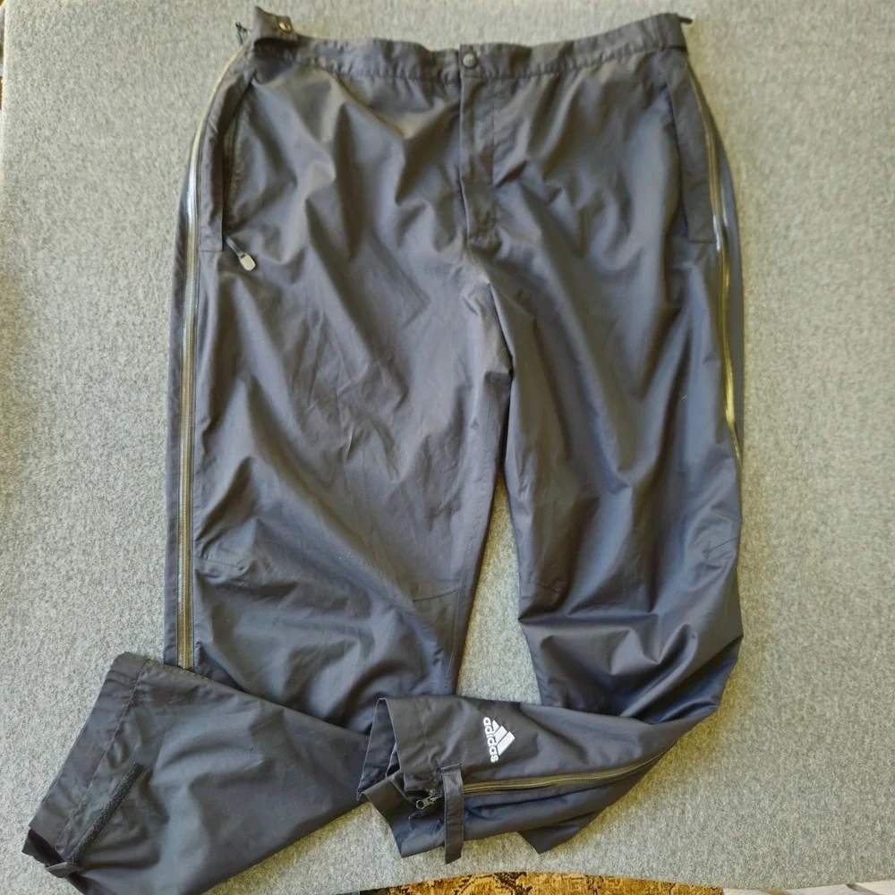 Adidas Rain Pants Mens XL Black Climaproof Side Zip Outdoor Golfcore Y2K EUC